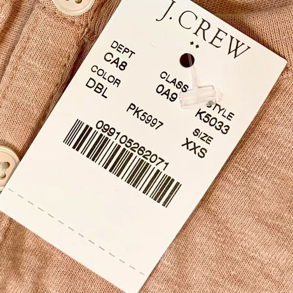 J.CREW MERCANTILE SLUB COTTON HENLEY IN DEEP BLUSH WOMEN’S SIZE XXS NWT - Picture 6 of 7